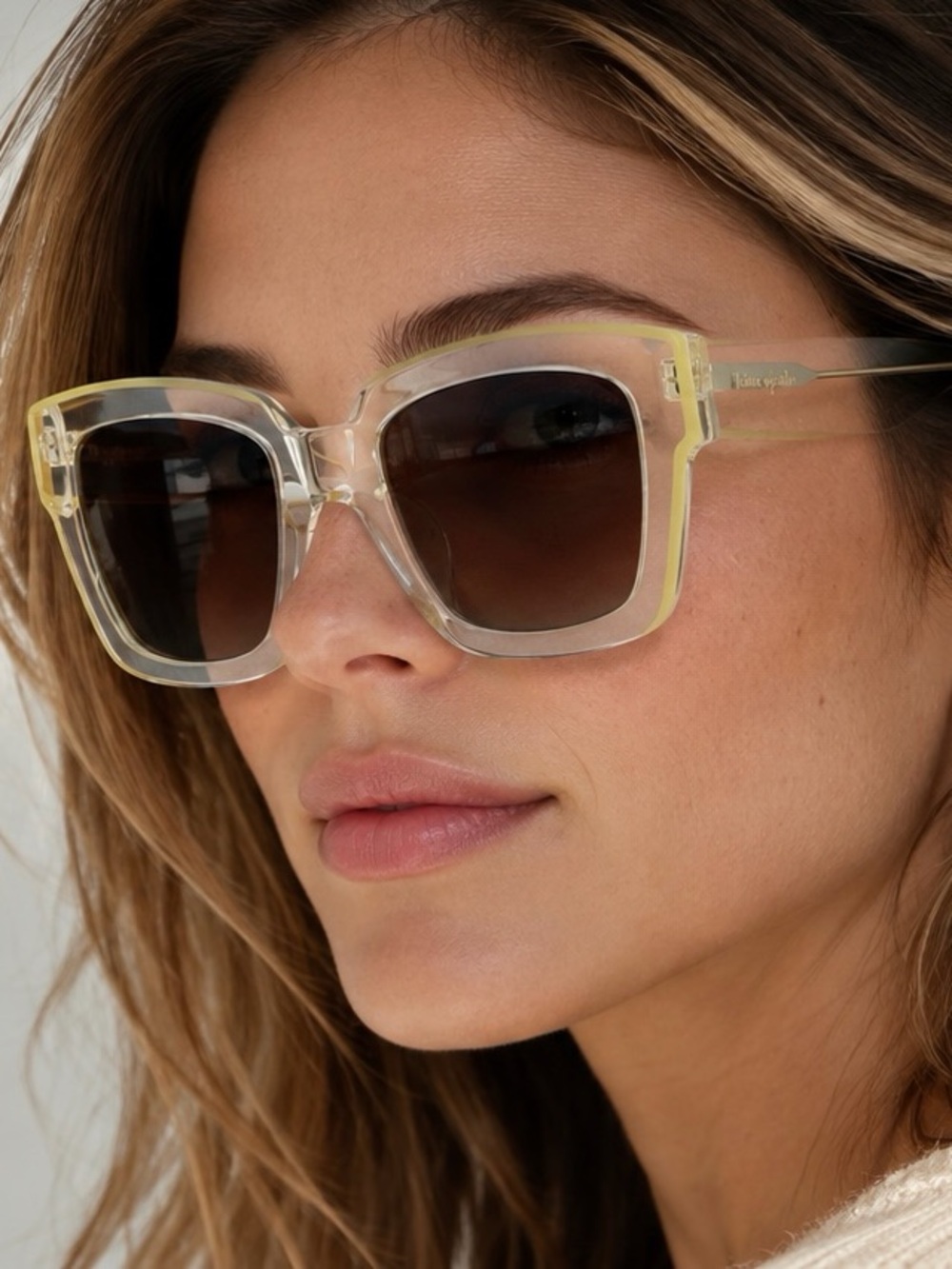 New Kate Spade BRYNNE/G/S 40GHA Transparent/Yellow Square Sunglasses - Women
